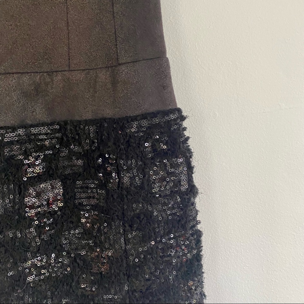 5/48 Black Metallic Sequin Wool Sleeveless Formal Dress - Picture 5 of 7